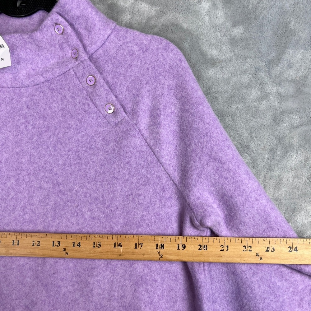 Talbots Women Swesater Lavender Purple Fleece Mock Neck Button Detail Pullover M - Picture 3 of 12